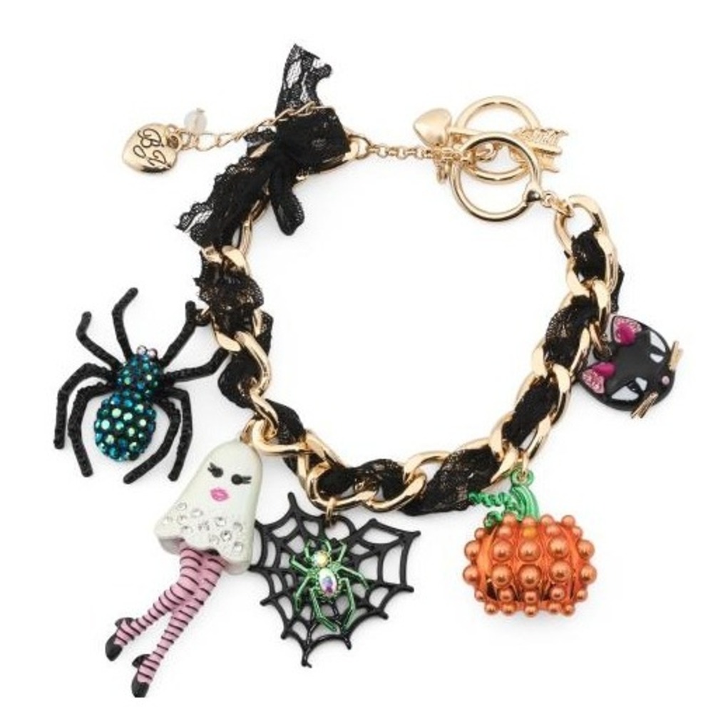 Betsey Johnson Boojee Halloween Charm Bracelet Spooky Goth Whimsigoth Statement